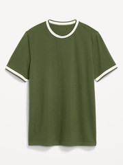 OLD NAVY Men’s Crew Neck Trim Ringer Pique T-Shirt Tee NWT, Many colors & Sizes