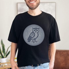 Mosaic Owl T-Shirt | Geometric Blue Grey Wisdom Graphic Tee | Comfort Colors