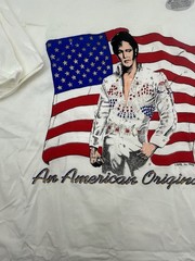 Vintage Elvis Shirt Mens Large White Diamond Dust Rock Tee 90s Single Stitch