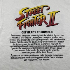 Street Fighter II Graphic T-Shirt White Retro Gaming 1991 Men’s M Double Sided