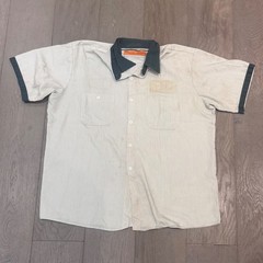 80’s Gas Station/Mechanics Blue White Stripe XL Attendant Shirt No Patches