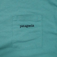 PATAGONIA Pocket Shirt Men S Blue Mountain Range Graphic Logo Outdoors Hiking
