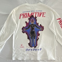 Primitive Dragon Ball Super Goku Black White Long Sleeve Graphic Crew Neck Tee M