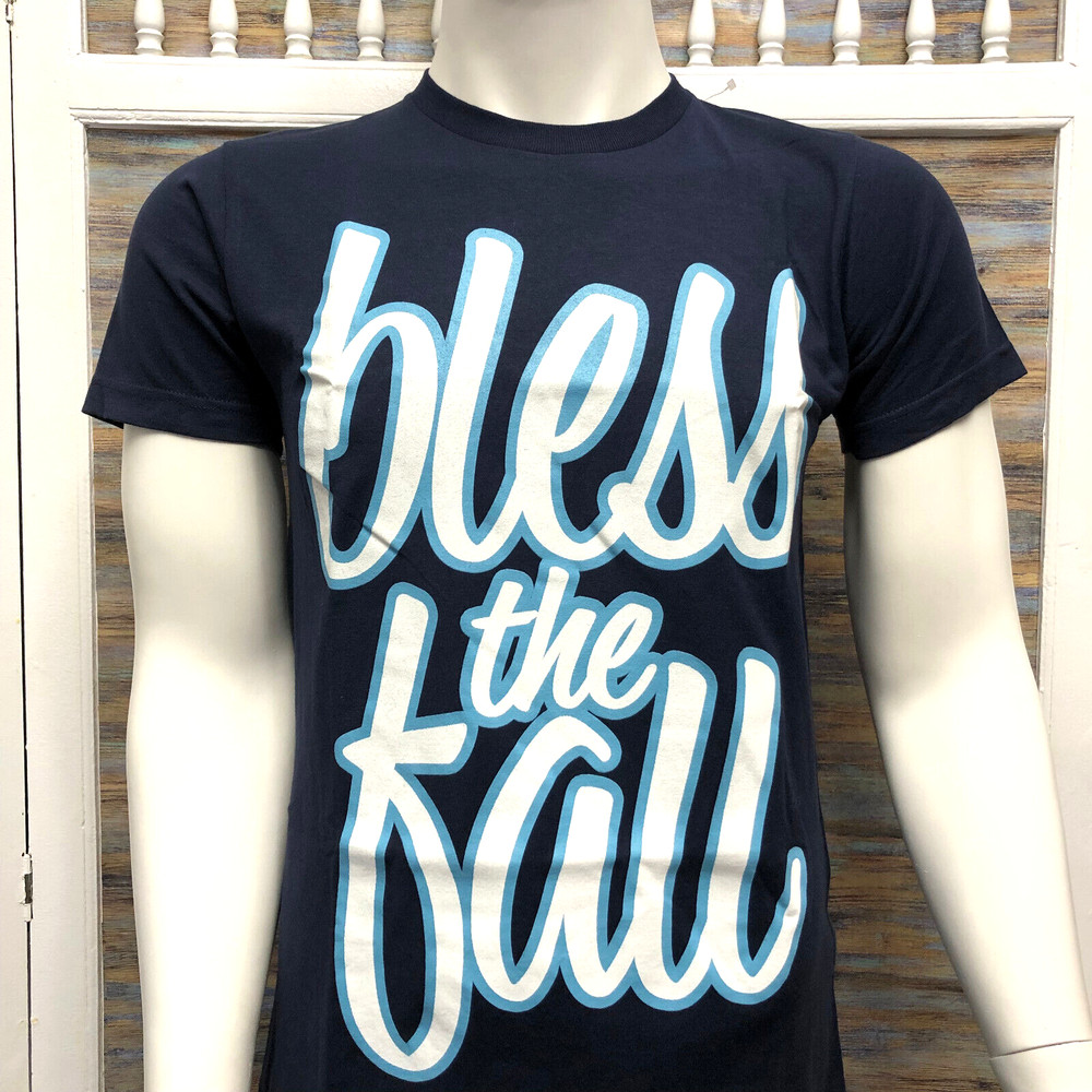 Bless The Fall Spell Out T Shirt Metal Core Band Blue Men’s Size S