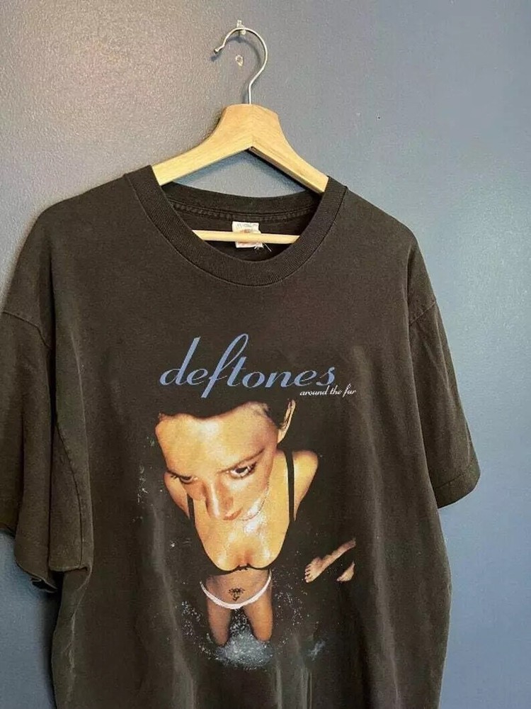 1997 Deftones Around The Fur Music Albums Unisex Black Cotton T-shirt Size S-5XL