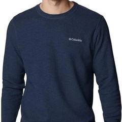 Columbia Men’s Pine Peak Waffle Long Sleeve Crew, Collegiate Navy Heather, NWT