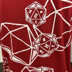 Cyberoptix D20 Dice Dungeon Master Large T-Shirt Red Hand Printed in Detroit USA