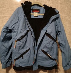 Vintage Kemper Ski Snowboard Jacket Blue Waterproof Nylon Fleece Lined Size 16