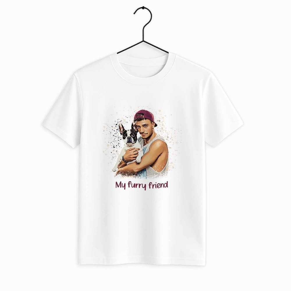 Pet Portrait Illustration Dog Cat Gift Unisex Crewneck T-shirt S-5XL