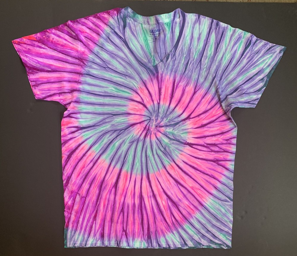 *New* 2XL – Sm Handmade Tie Dye, Magenta Turquoise, Crew or V-Neck