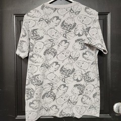Marvel Superhero Characters All Over Print Faces T-Shirt Gray Size Small Tee AOP