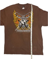 Hanes Beefy Tee USMC Semper Fidelis Thanksgiving 2009 Graphic Brown Mens XL