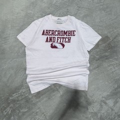 Abercrombie and Fitch Spell Out T-Shirt Mens L White Muscle Fit Distressed Y2K