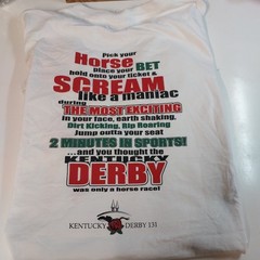 Vintage Kentucky Derby 131 T-Shirt XL White Graphic Tee Heavyweight USA Horse…