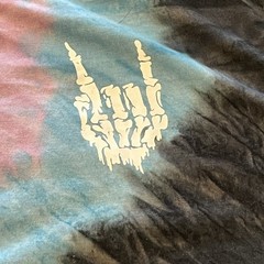 Tie-Dye Graphic T-Shirt with Skeleton Hand Design