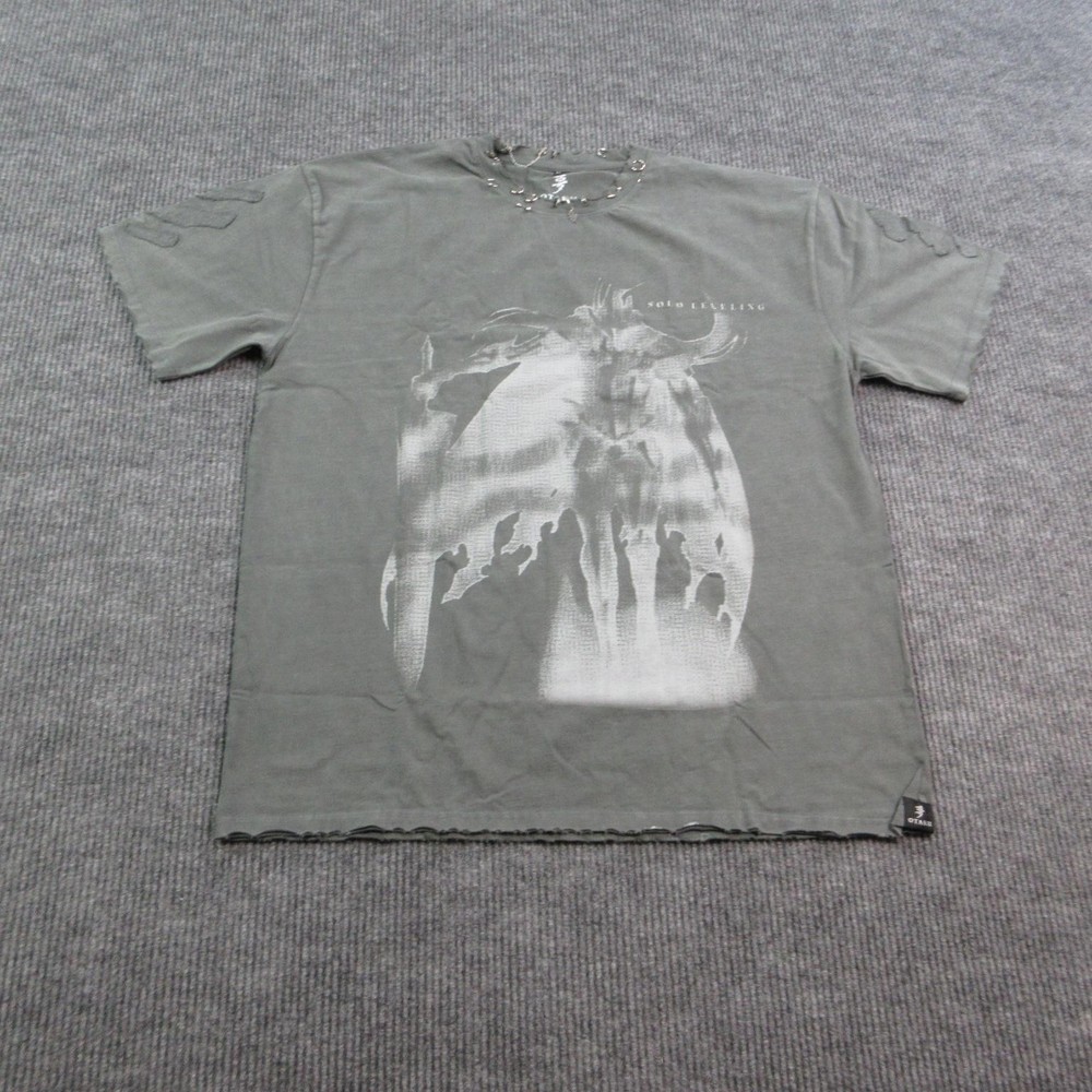 OTAKU Shirt Mens 3XL Gray Solo Leveling Graphic Studded Distressed Tee NWOT