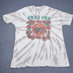 Sublime Sun Floral Tie Dye Graphic T-Shirt XL Tan White Band Tee RN 90355