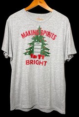 Holiday Time Men’s Gray Christmas T-Shirt Keg Making Spirits Bright Sz XL 46/48