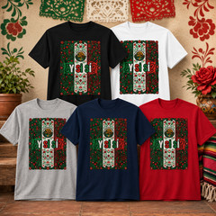 Mexico Flag Eagle Eagle Floral Culture T-Shirt Mens S- 3XL Black