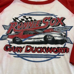 VTG 80s Ronnie Sox Drag Racing T Shirt 3/4 Sleeves Sz M Cal Cru Distressed