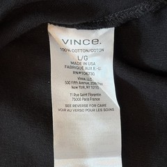 NWT VINCE SHORT SLEEVE HENLEY T SHIRT MENS SZ LARGE $125 USA BLACK 100% COTTON