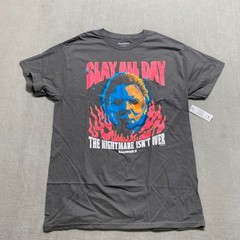 Licensed Halloween II Firey Mask Graphic T-Shirt Size M Charcoal Slay All Day