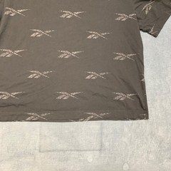 Reebok T Shirt Mens XL Black Allover Logo Graphic Casual Crew Neck Short Sleeve