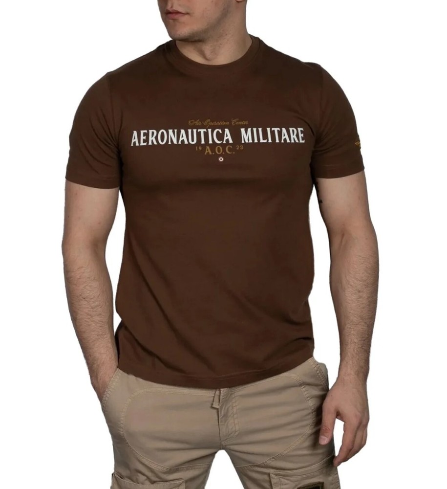 AERONAUTICA MILITARY Men’s 241TS2218J641 57545 Short Sleeve T-Shirt Brown
