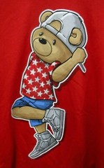 Hard Ten Shirt Mens Size Medium Red Hipster Star Bear Graphic Skinny Tank New