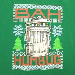 Sesame Street Oscar The Grouch Bah Humbug Christmas T Shirt Mens XXL Green