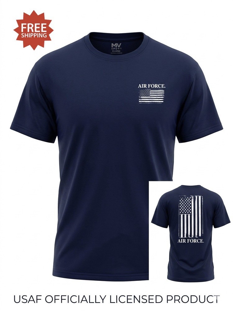 USAF US Air Force Navy Blue Double Sided T-Shirt – by MV Sport – Size XXL – NWT