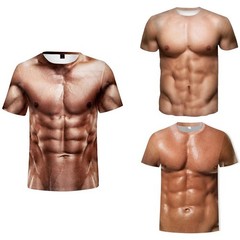 Men’s Casual Fake Muscle Printed Tops for Sports Parties and Daily Use