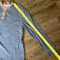 Carbon2Cobalt Mens Large Gray Henley Long Sleeve Shirt Cotton Casual