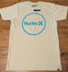 HURLEY PREMIUM FIT Short Sleeve T Shirt – Men’s Medium M Tan/Turquoise NWOT