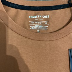 Kenneth Cole The Pocket Tee Skin Fit Light Weight Size XL Orange/Brown