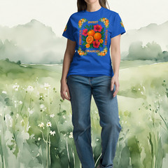 Unisex S-5XL Sweet Oranges and Hibiscus Flowers Summer Tee with Sleeves Graphic