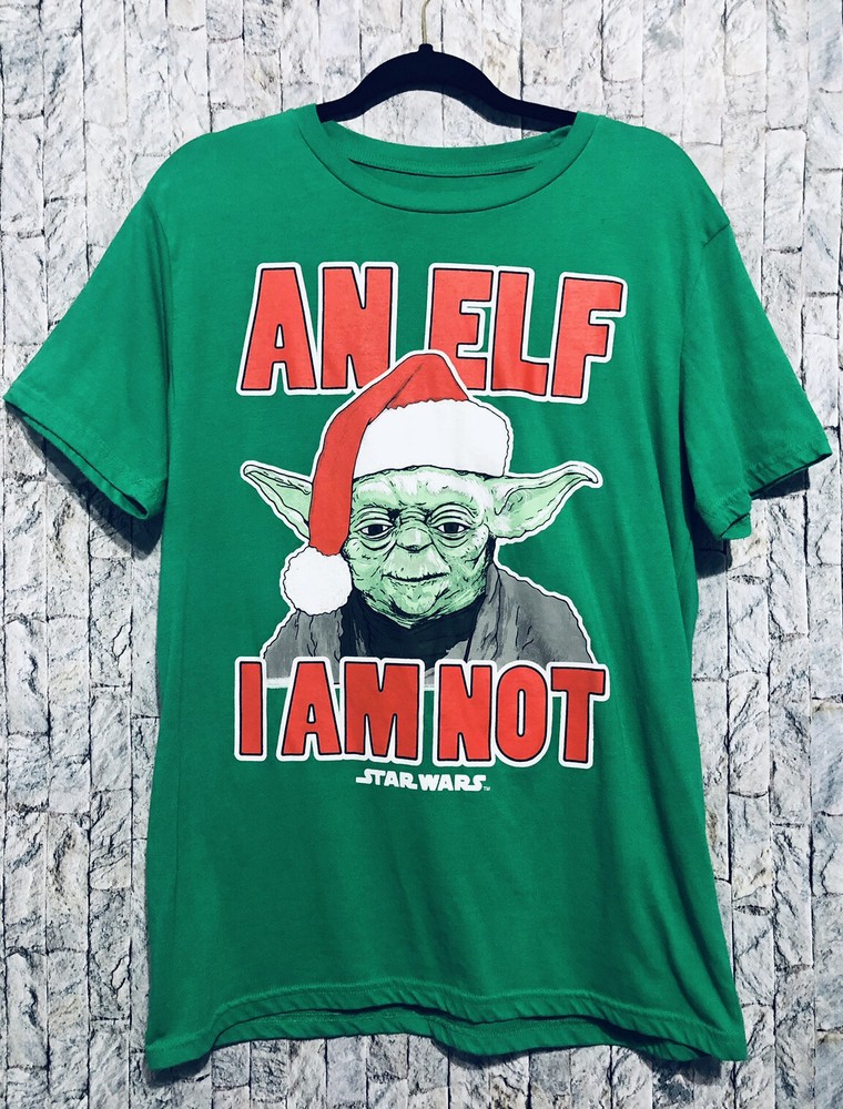 Star Wars Yoda An Elf I Am Not Christmas Shirt Green Adult Large
