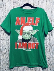 Star Wars Yoda An Elf I Am Not Christmas Shirt Green Adult Large