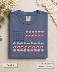 Coastal USA Flag Shirt, Patriotic Seashell Tee, Comfort Colors Beach Top