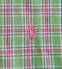 L Ralph Lauren Classic Fit it Short-Sleeve Plaid Shirt Embroidered Pink Pony