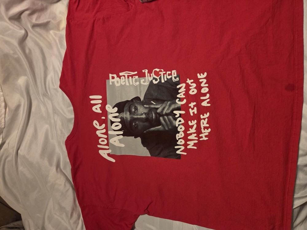 Tupac Shakur Poetic Justice Red Graphic Shirt Men’s Size 5XL 2Pac Rap Movie Tee