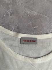 Vintage Versace Classic V2 Shirt Mens Cream White Monogram Spellout Long Sleeve