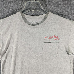 Salt Life Mens Large Gray Cotton USA Whale Graphic Short Sleeve Pocket T-Shirt