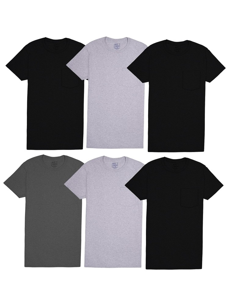 Fruit of the Loom Men’s Pocket Large, Colors May Vary – 6 Pack –