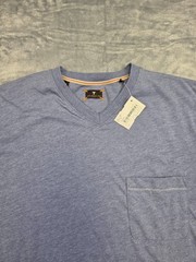 $95 New LEFT COAST TEE SHIRT Cotton Polyester Men’s LARGE L Heather Blue V-NECK