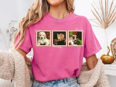 Custom Pet Portrait Stamp Comfort Tee Personalized Dog Cat Photo