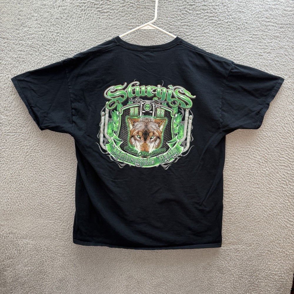 Sturgis Shirt Adult XL Black Motorcycle Rally Biker Nature Wolf Grunge Skater