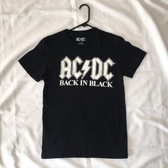 AC DC T Shirt Mens size S Black Graphic Back In Black Short Sleeve Tee Rock Band