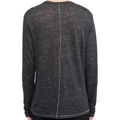 Rag & Bone Owen Mens Heather LS Linen Crewneck T-Shirt (2XLarge, Black) $165