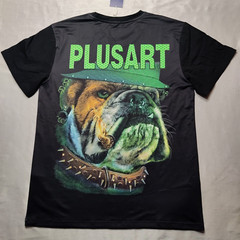 PLUSART Cigar Smoking Gangster Bulldog Men Large Black Double-Sided T-Shirt NEW